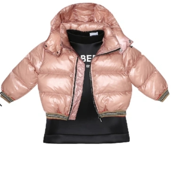 BURBERRY Children Kids Josiah Pink Hooded Puffer Down Coat 10